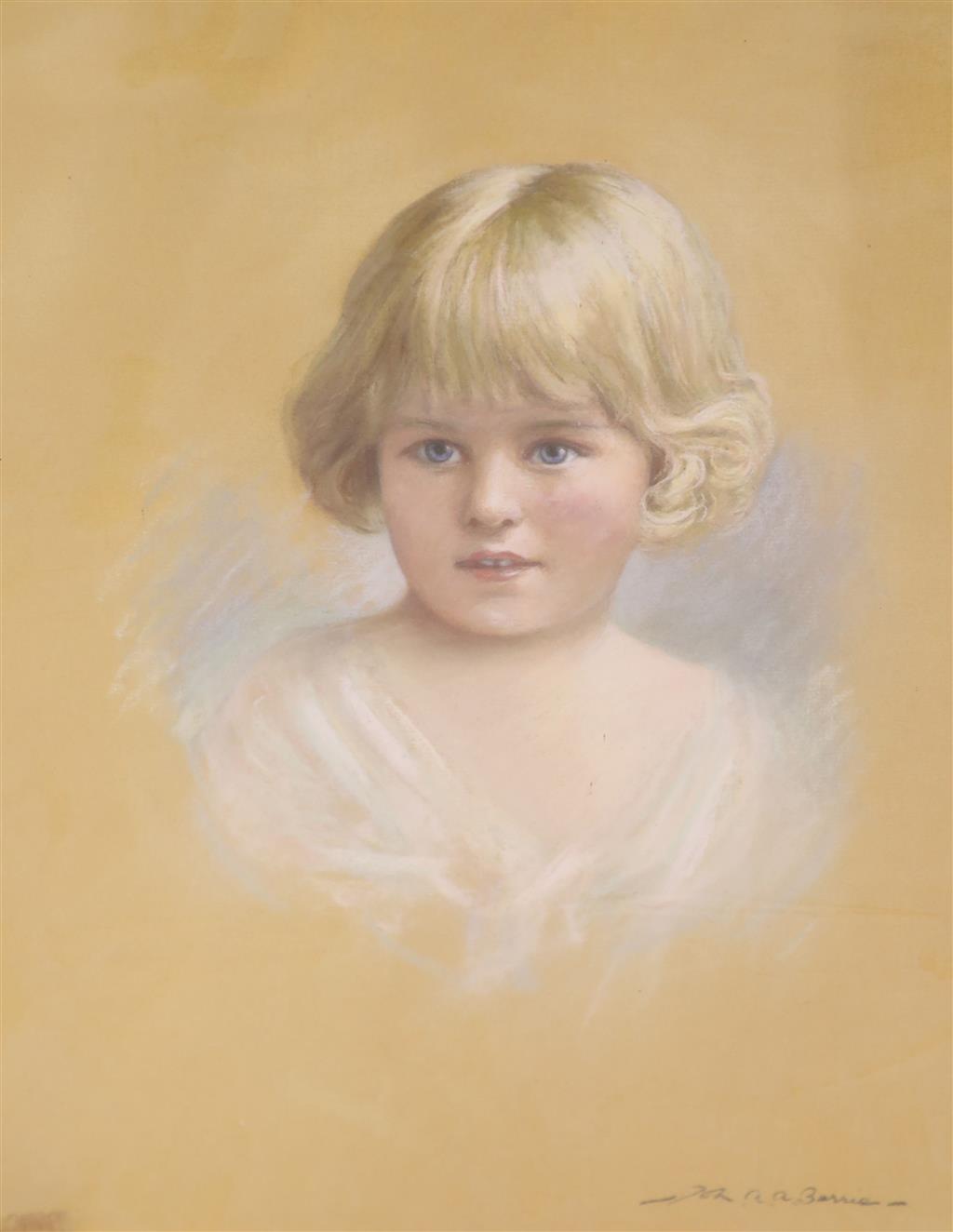 John Archibald Alexander Berrie (1887-1962), pastel on paper, Portrait of a girl, signed, 53 x 40cm